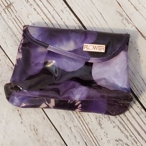 Flower Cosmetics two compartment makeup bag purple
